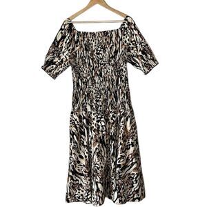 NWOT Midnight Velvet Midi Animal Print Dress